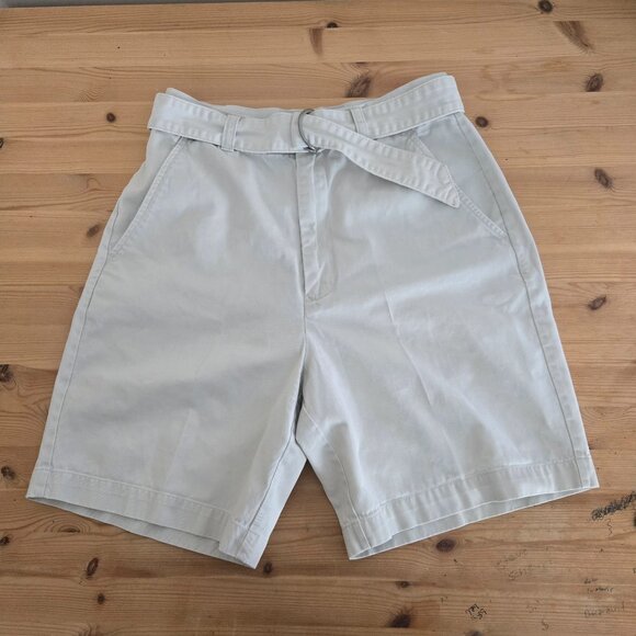 Abercrombie & Fitch Light Beige High Waist D-Ring Belted Cotton Shorts Size 8 - Picture 1 of 8